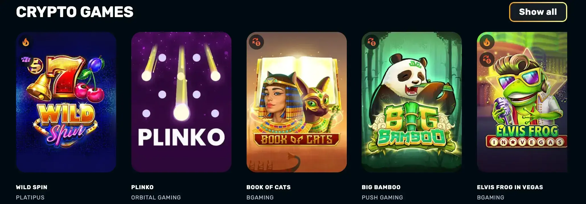 Crypto games at Rocket Play Casino